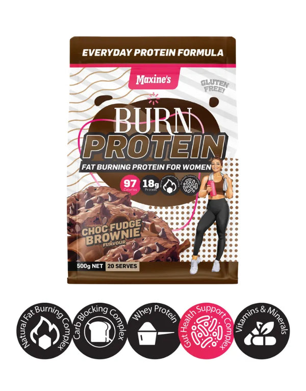 Maxine's Burn Protein Powder Choc Fudge Brownie 500g