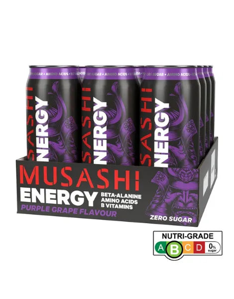 Musashi 能量饮料 500ml x 12（紫葡萄味）专注力 | 表现力 | 能量 | 锻炼前