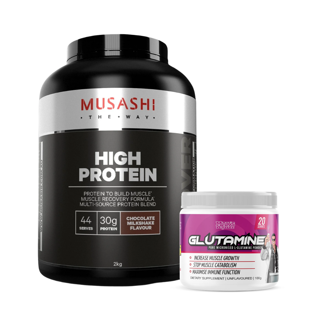 Musashi High Protein Powder Chocolate (2kg) (FOC Max's Glutamine)