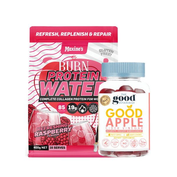 Maxine's Burn Collagen Water Refreshing Raspberry 400g + Good Vitamin Gummies Apple Cider Vinegar 60s 