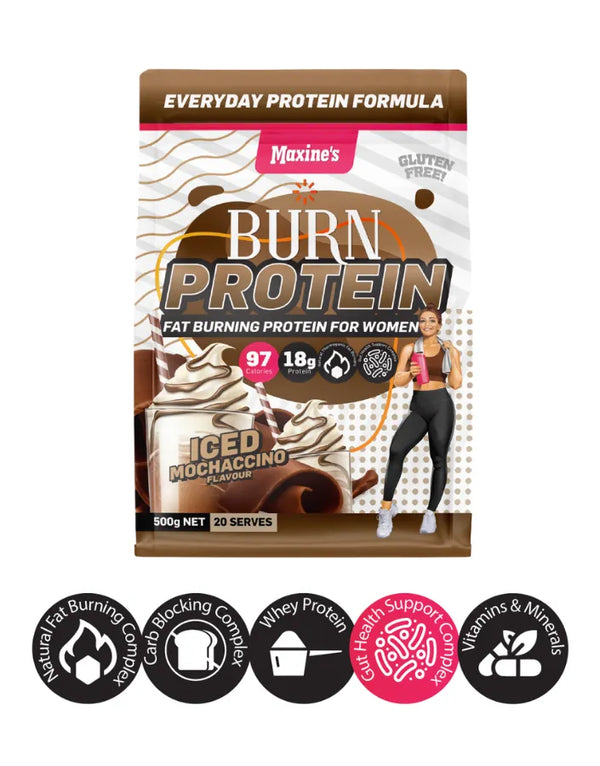 Maxine's Burn Protein Powder Ais Mochaccino 500g 