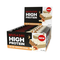 Musashi High Protein Bar White Choc Caramel 90g (Box of 12)