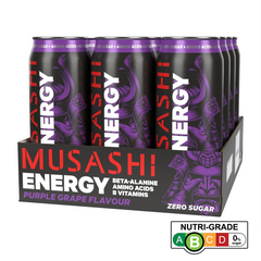 Musashi Energy Drink 500ml x 12 (Purple Grape) Focus | Performance | Energy | Pre-Workout