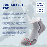 1000 Mile Run Anklet Single Layer Twin Pack White