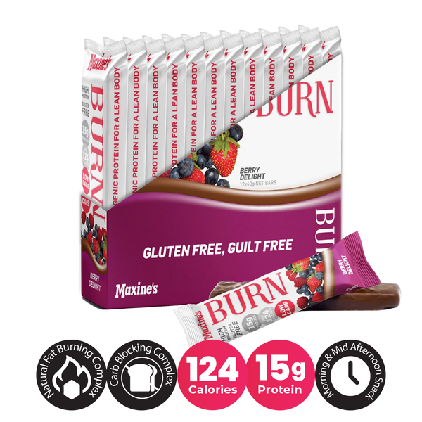 Maxine's Burn Protein Bars Berry Delight 40g (Box of 12)