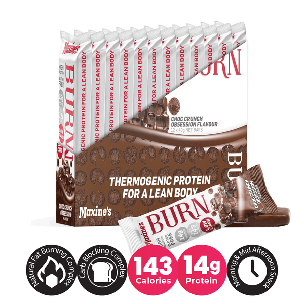 Maxine's Burn Protein Bars Choc Crunch Obsession 40g (Box of 12)