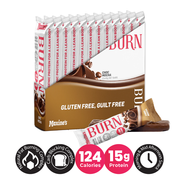 Maxine's Burn Protein Bars Choc Mocha 40g (Box of 12)