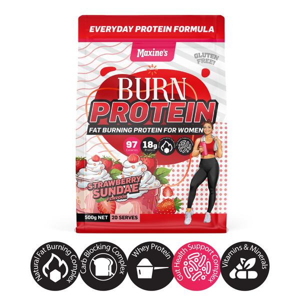 Maxine's Burn Protein Powder Strawberry Sundae 500g