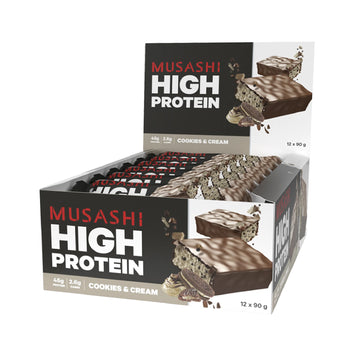 Musashi High Protein Bar Cookies & Cream 90g (Box of 12)