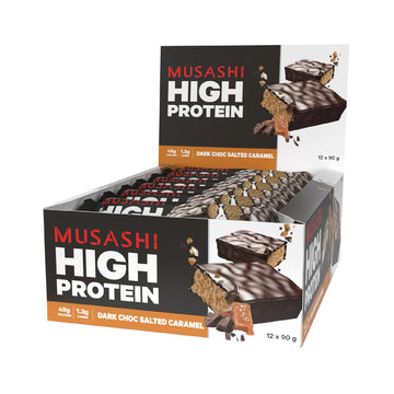 Musashi High Protein Bar Dark Choc Salted Caramel 90g (Box of 12)