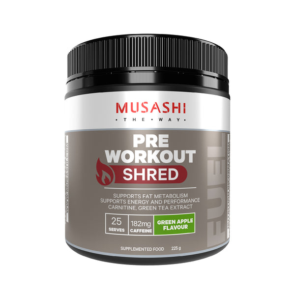 Musashi Pre Workout Shred Green Apple Flavour 225g