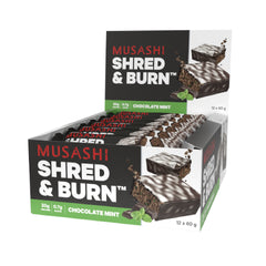 Musashi Shred&Burn Low Carb Bar Chocolate Mint 60g (Box of 12)