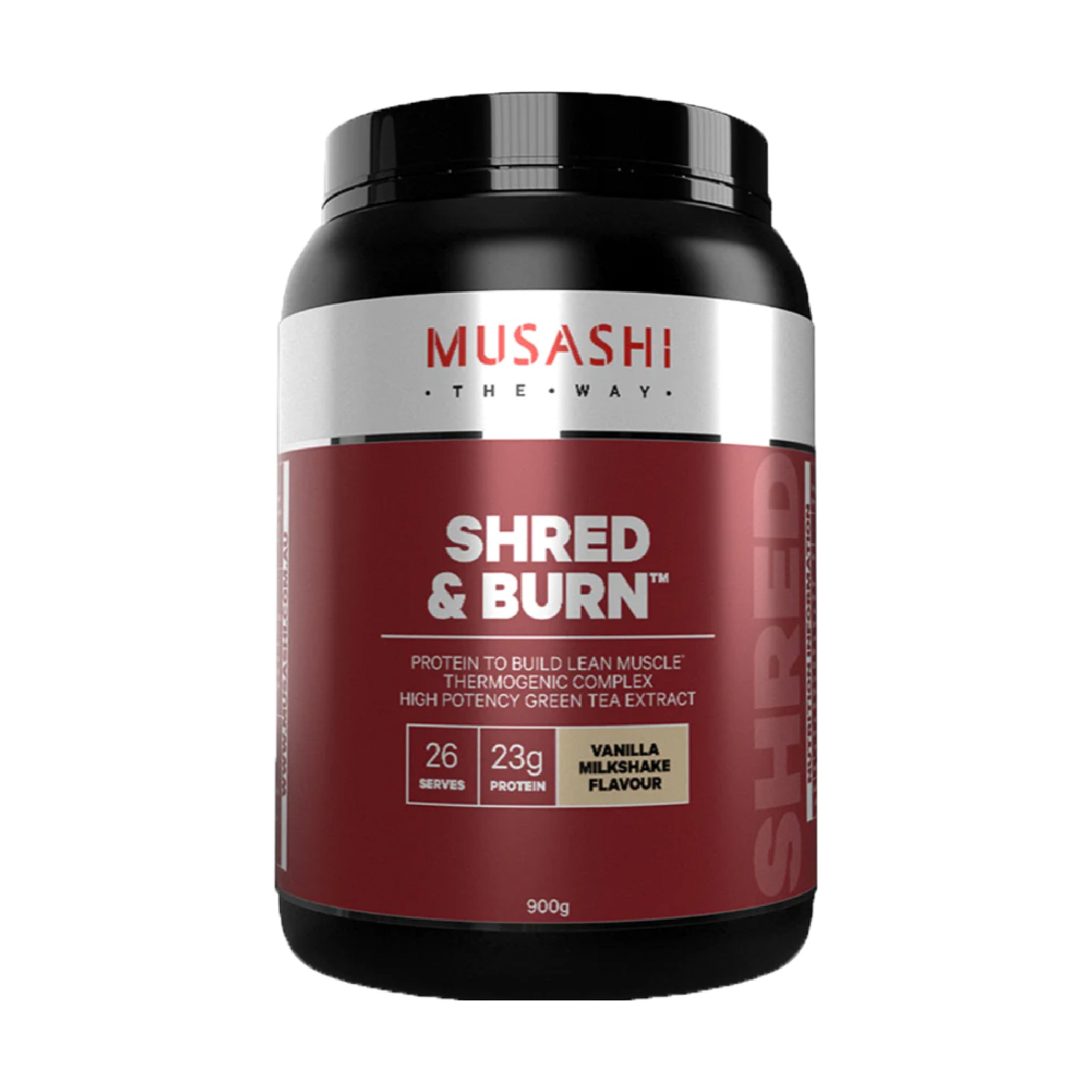 Musashi Shred & Burn Protein Powder, Vanilla, 900g