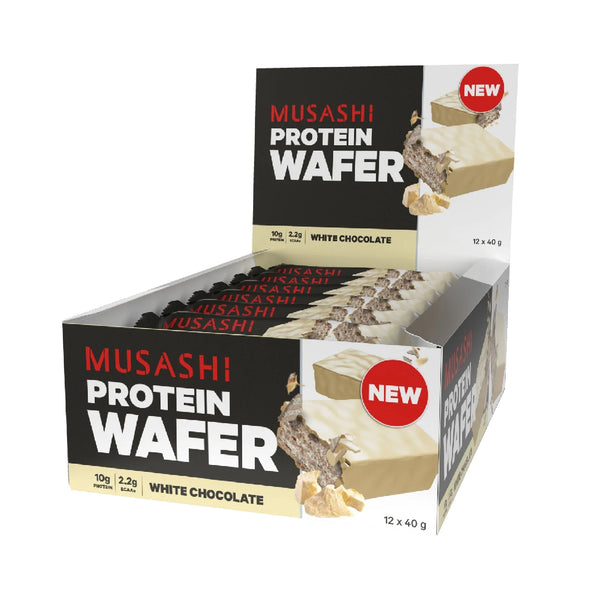 Musashi Protein Wafer Bar Coklat Putih 40g (Kotak 12)