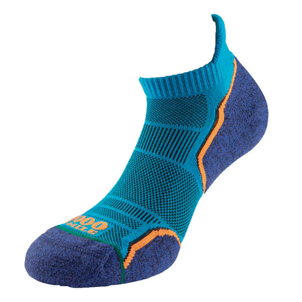1000 Mile Run Socklet Single Layer Twin Pack Kingfisher/Navy