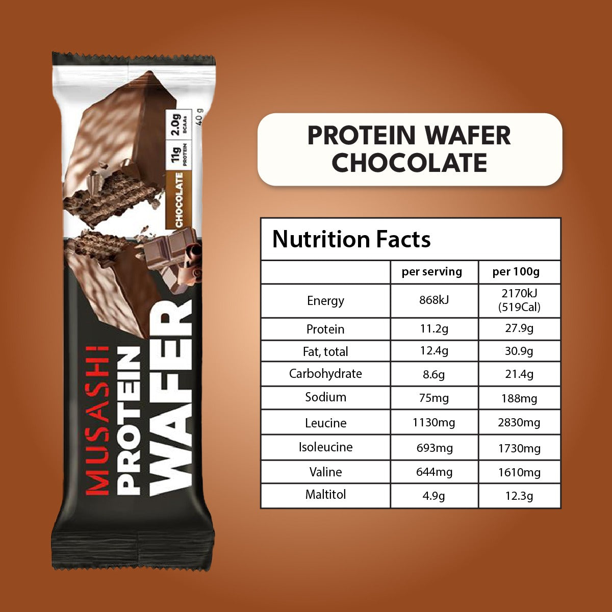 Musashi Protein Wafer Bar Chocolate 40g (Box of 12)