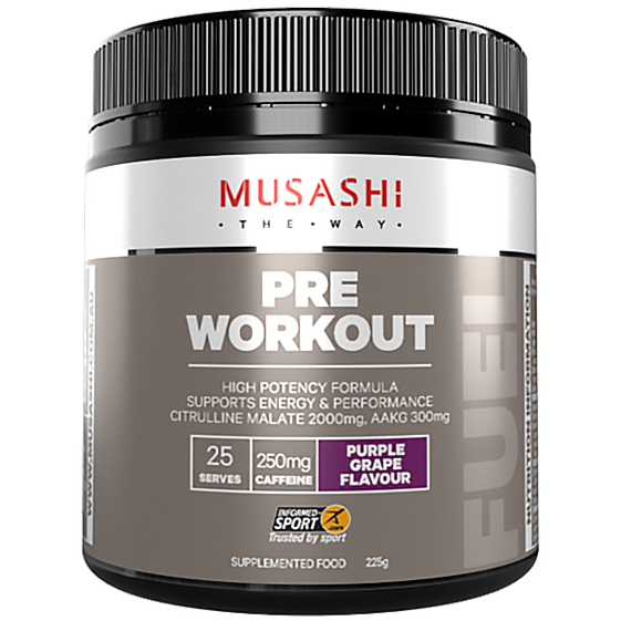 Musashi Pre Workout, Purple Grape, 225g, 1s