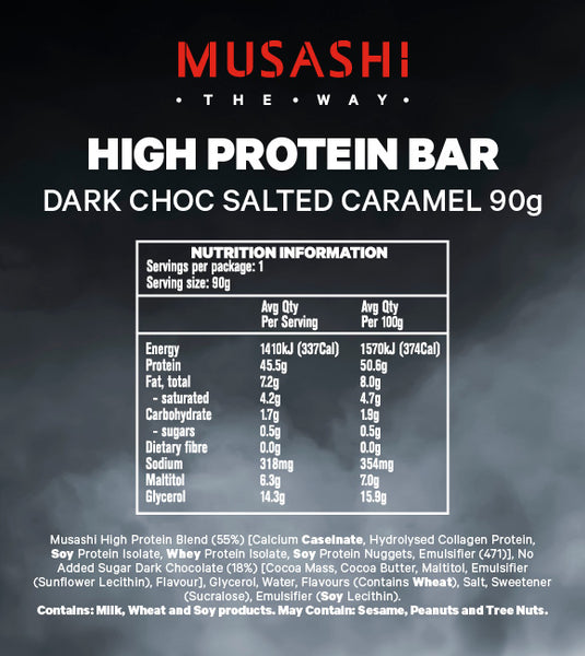 Musashi High Protein Bar Dark Choc Salted Caramel 90g (Box Of 12 ...