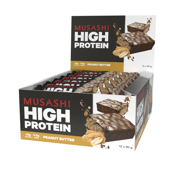 Musashi High Protein Bar Peanut Butter 90g (Box of 12)