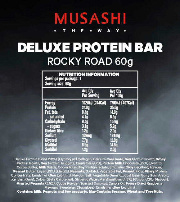 Musashi Deluxe Protein Bar Rocky Road 60g (Box of 12)